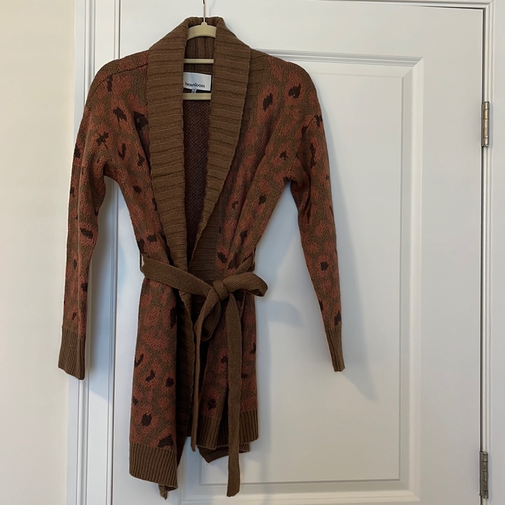 Heart loom Cheetah Print Wrap Sweater